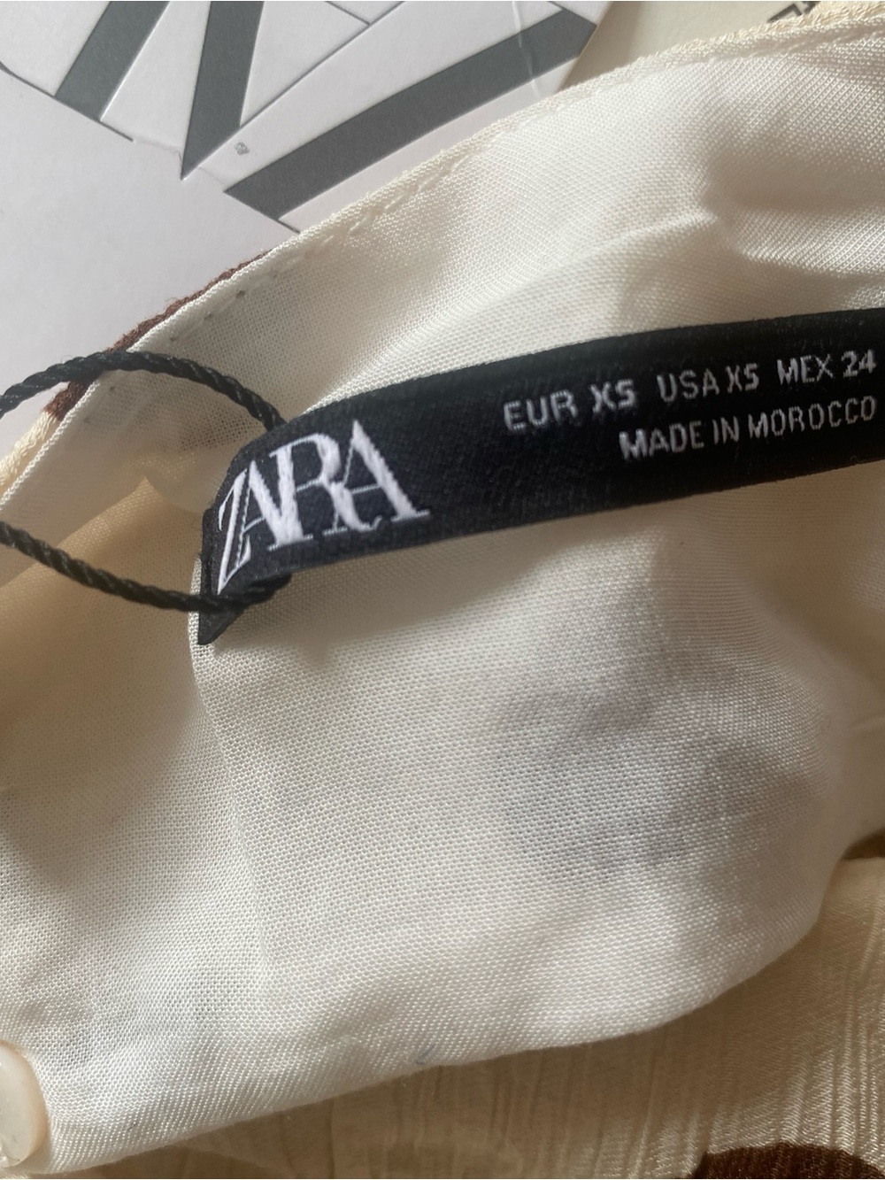 Zara White Maxi Dress with Brown Polka Dots - Picture 2 of 3